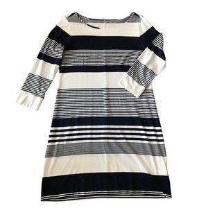 LILLY PULITZER Dress Straight Fit Long Sleeves Slip On Navy/White Stripes Size M